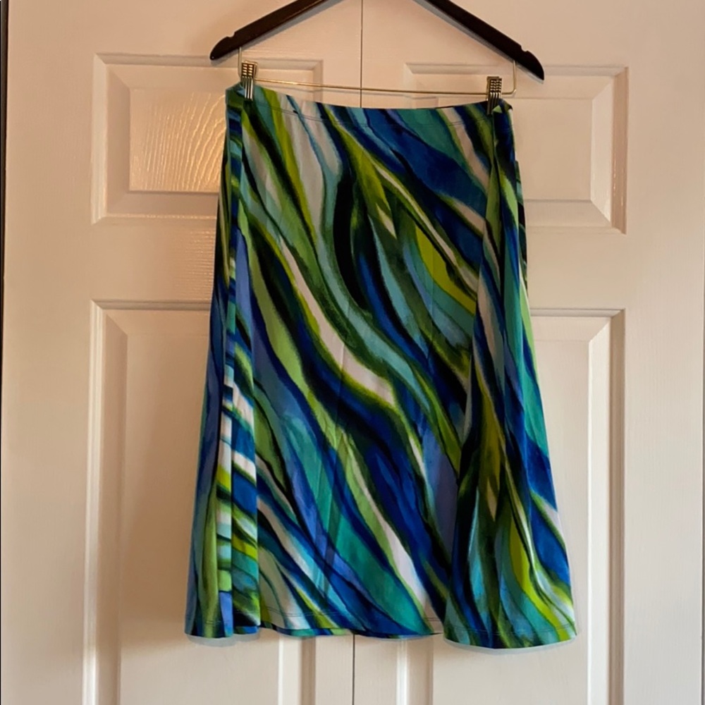 Watercolor elastic waist skirt